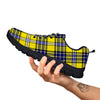 Blue Tartan And Black Yellow Print Pattern Black Sneaker-grizzshop