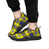 Blue Tartan And Black Yellow Print Pattern Black Sneaker-grizzshop