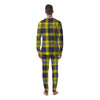 Blue Tartan And Black Yellow Print Pattern Men's Pajamas-grizzshop