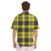 Blue Tartan And Black Yellow Print Pattern Men's Short Sleeve Shirts-grizzshop