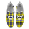 Blue Tartan And Black Yellow Print Pattern White Athletic Shoes-grizzshop