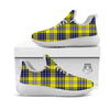 Blue Tartan And Black Yellow Print Pattern White Athletic Shoes-grizzshop