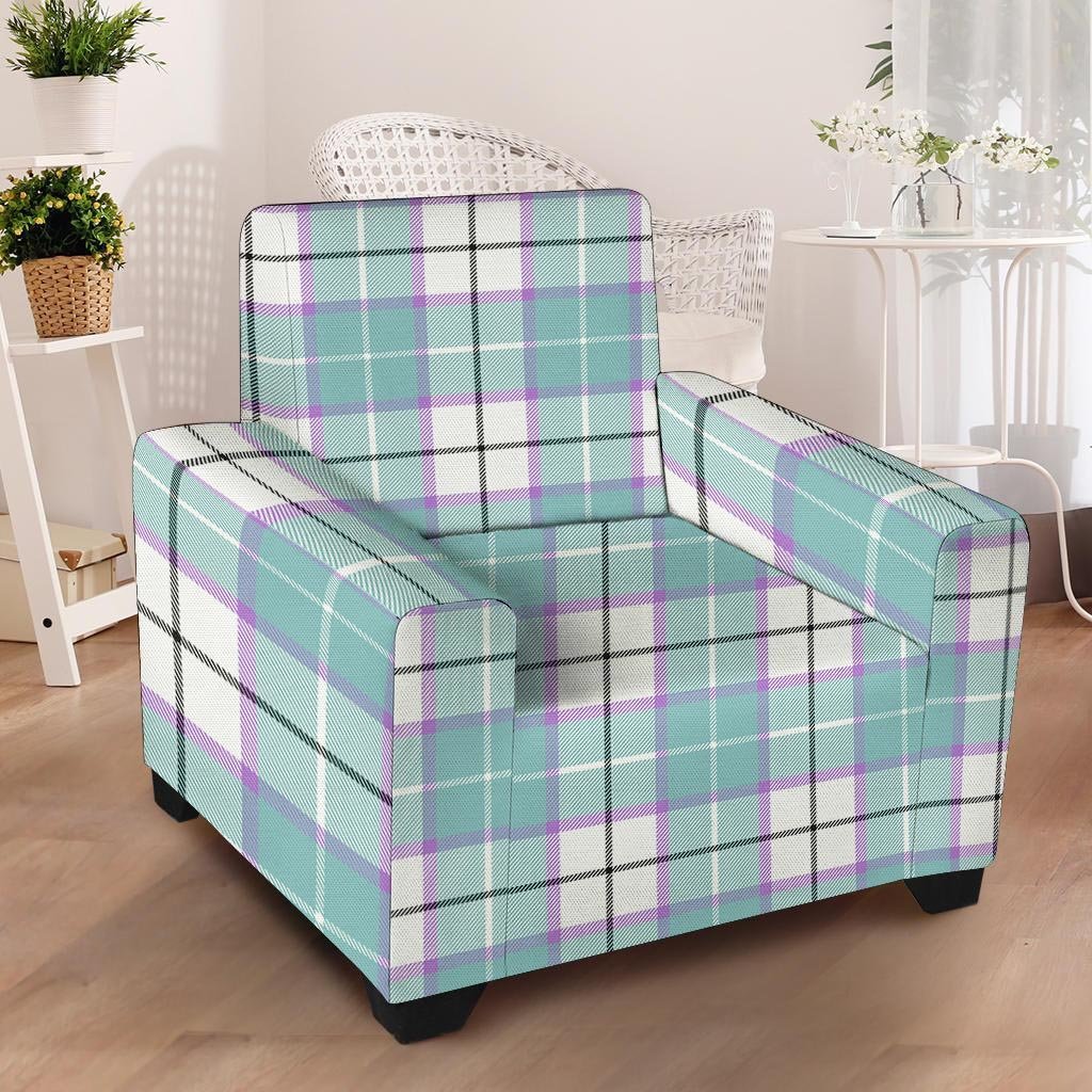 Blue Tartan Plaid Armchair Cover-grizzshop