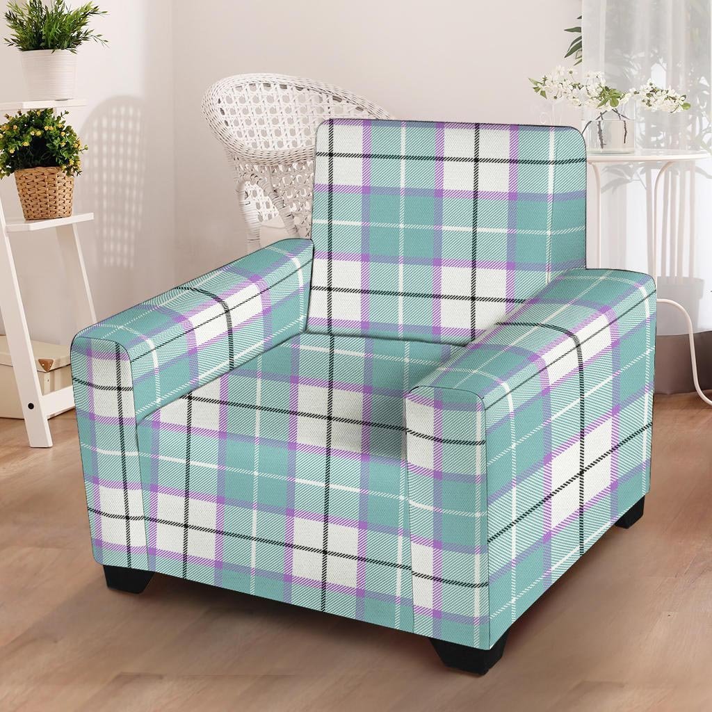 Blue Tartan Plaid Armchair Cover-grizzshop