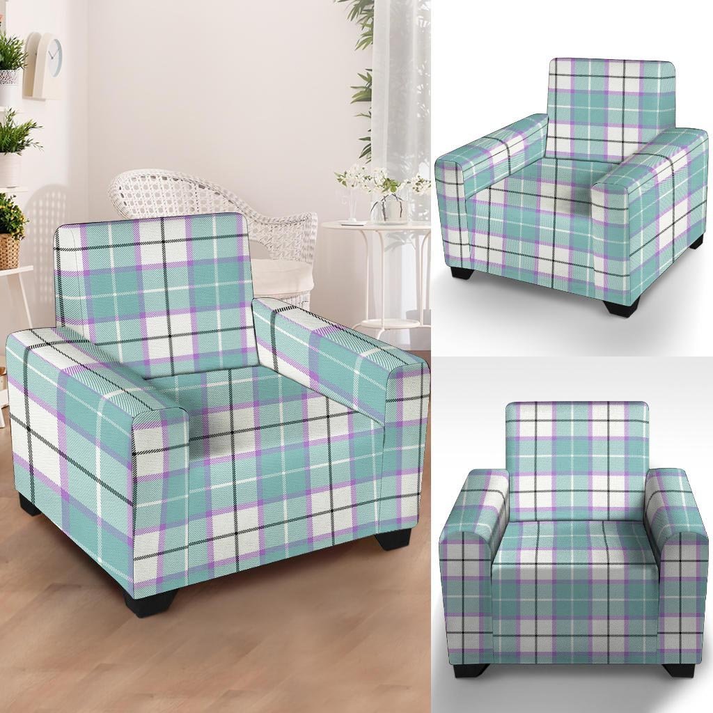 Blue Tartan Plaid Armchair Cover-grizzshop