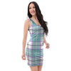 Blue Tartan Plaid Bodycon Dress-grizzshop