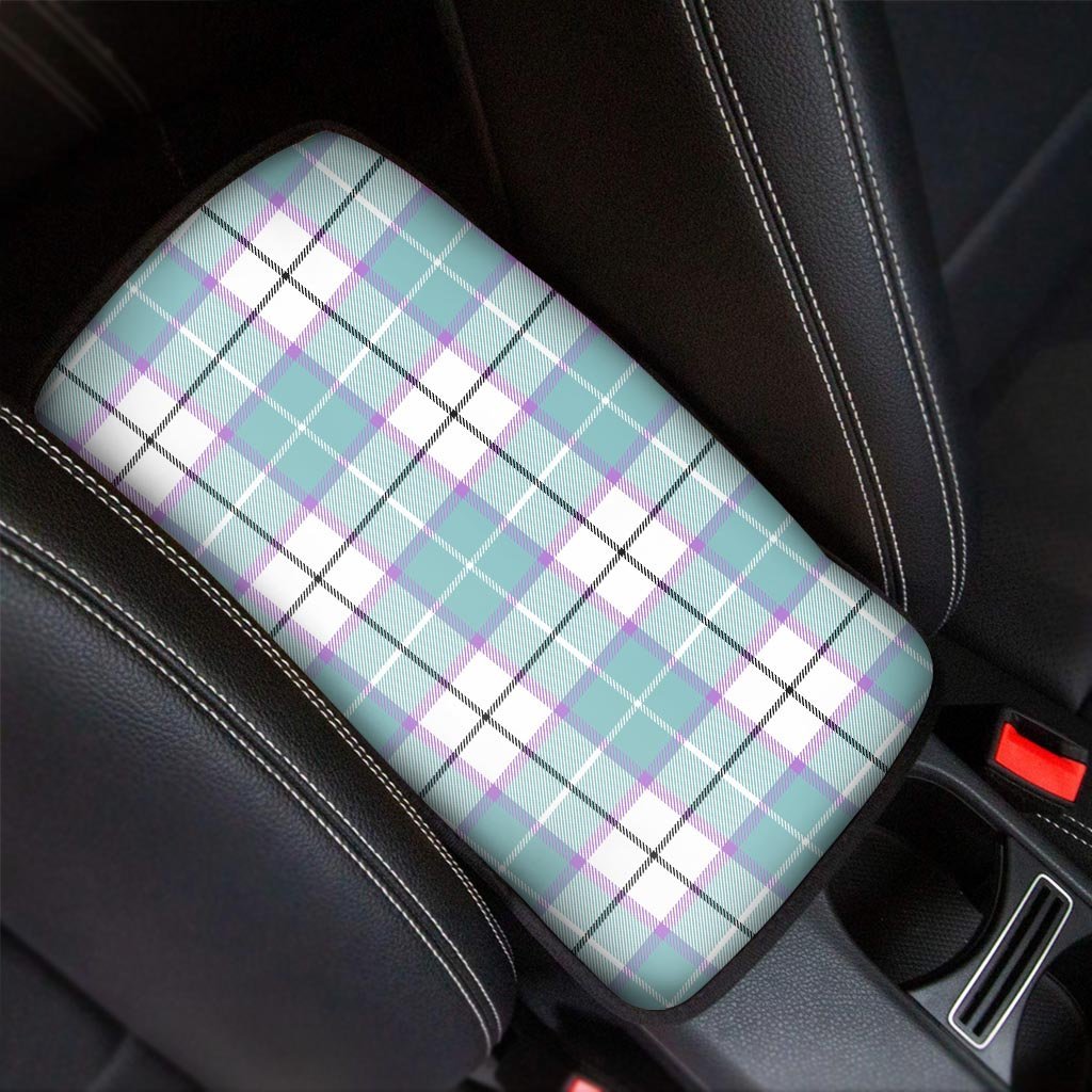 Blue Tartan Plaid Car Console Cover-grizzshop