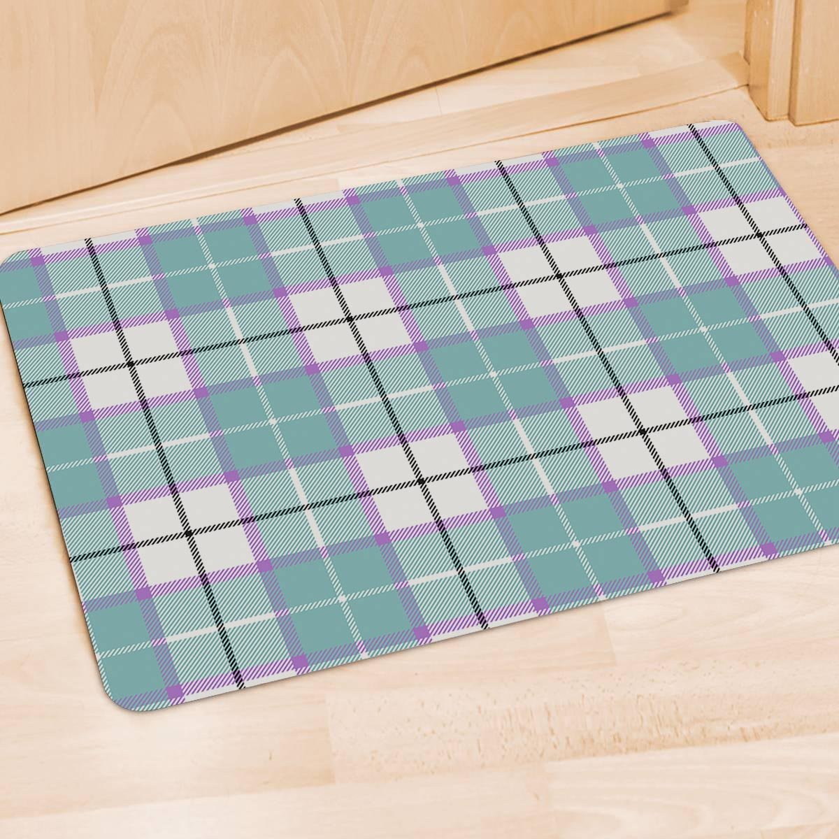 Blue Tartan Plaid Door Mat-grizzshop