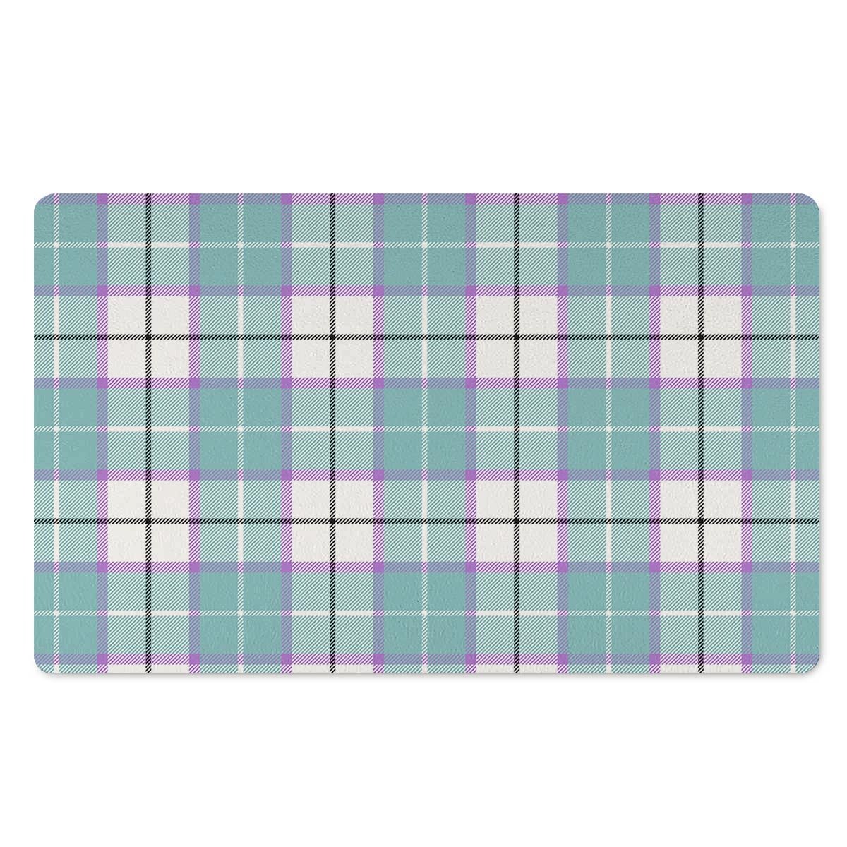 Blue Tartan Plaid Door Mat-grizzshop