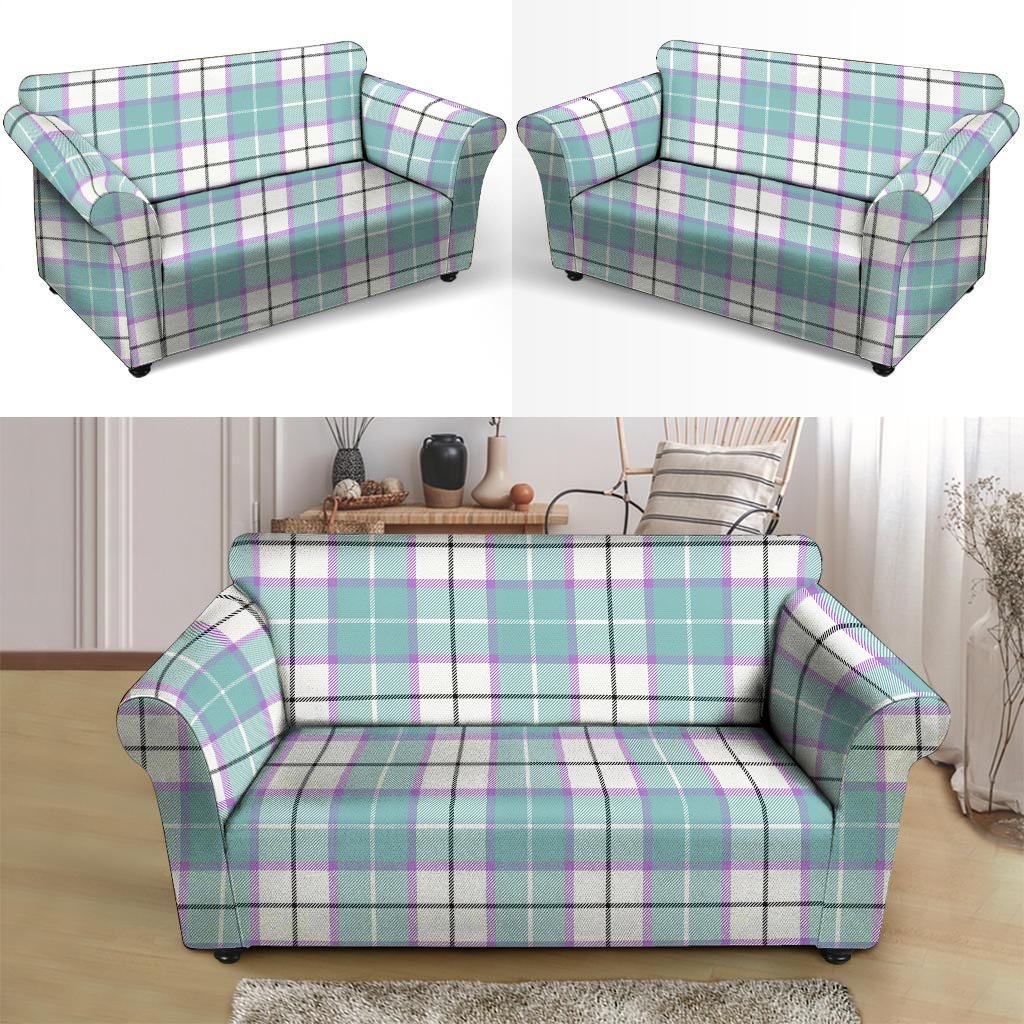 Blue Tartan Plaid Loveseat Cover-grizzshop