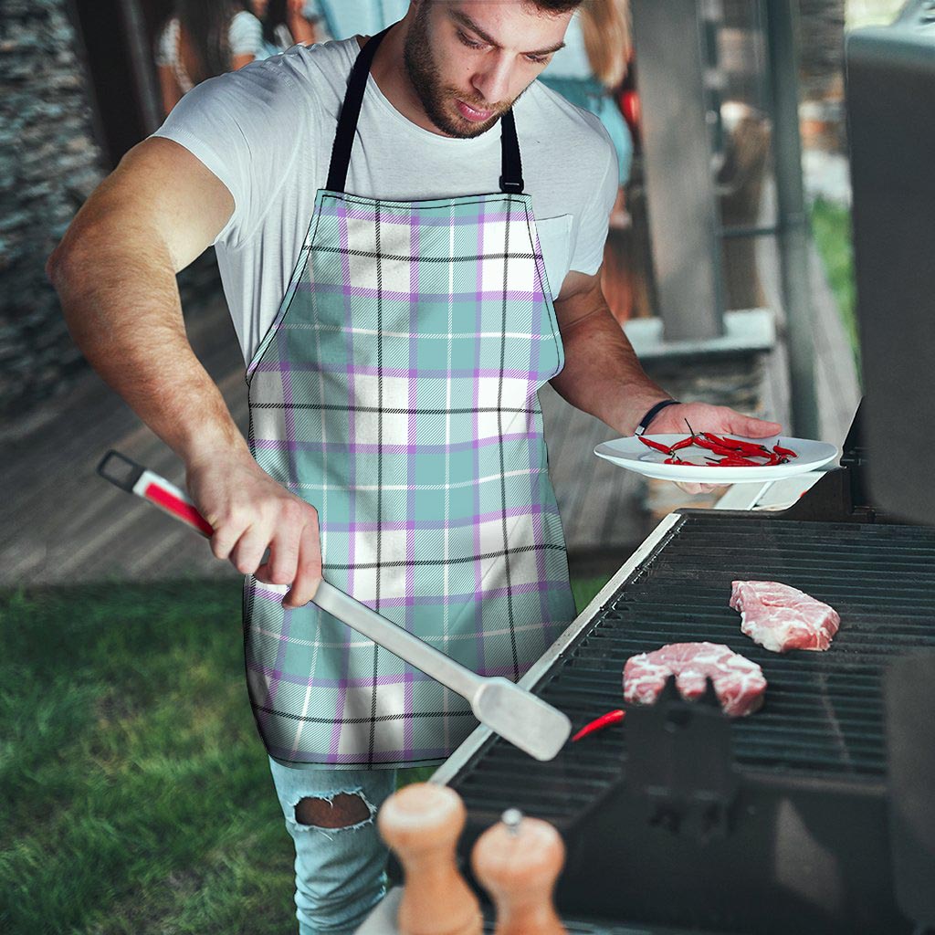 Blue Tartan Plaid Men's Apron-grizzshop