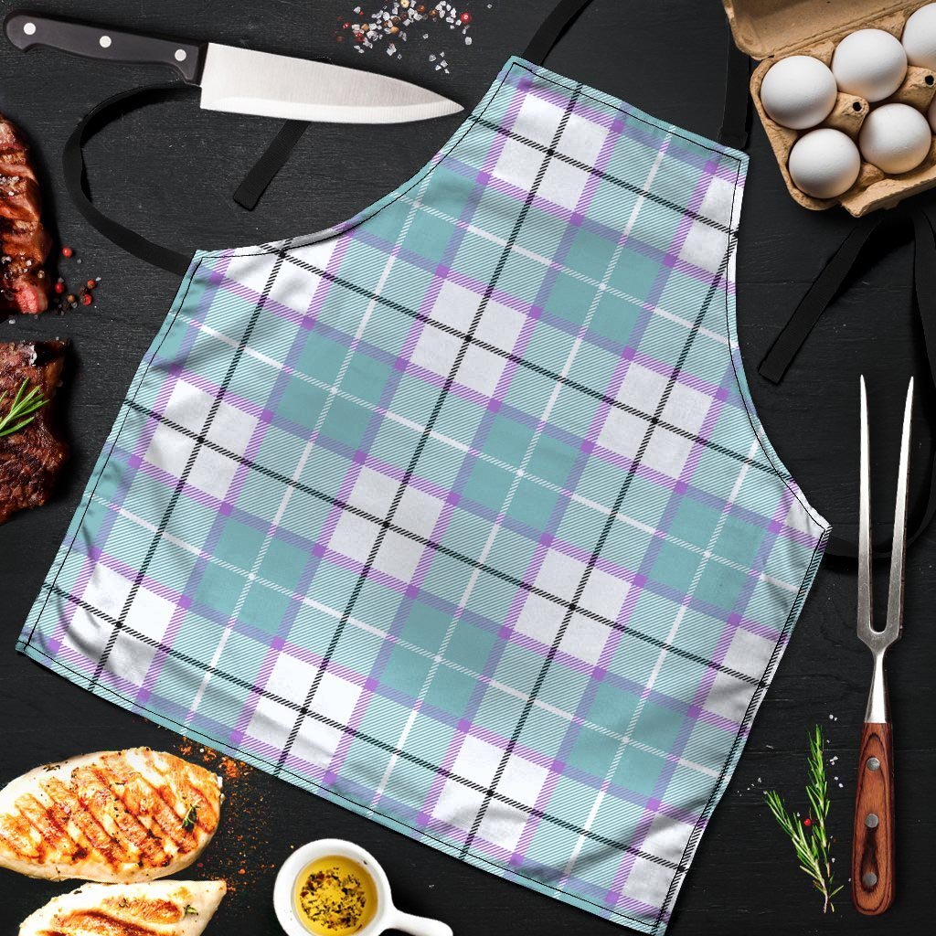 Blue Tartan Plaid Men's Apron-grizzshop