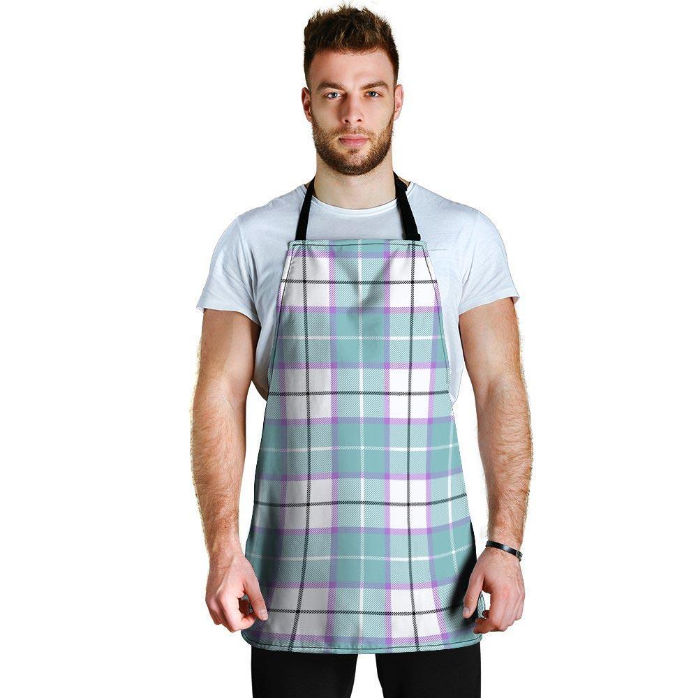 Blue Tartan Plaid Men's Apron-grizzshop