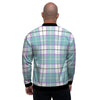 Blue Tartan Plaid Men's Bomber Jacket-grizzshop