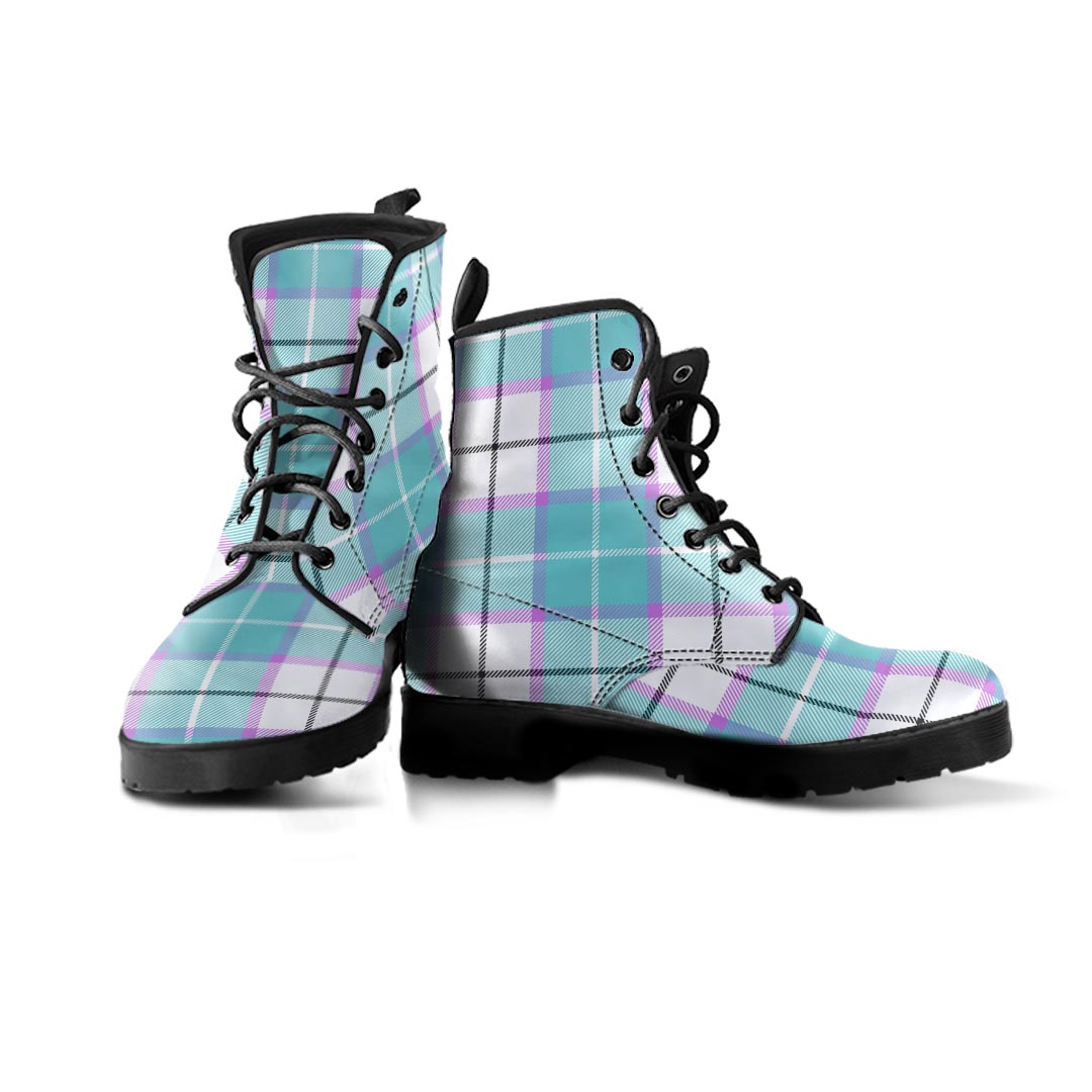 Blue Tartan Plaid Men's Boots-grizzshop