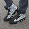 Blue Tartan Plaid Men's High Top Shoes-grizzshop