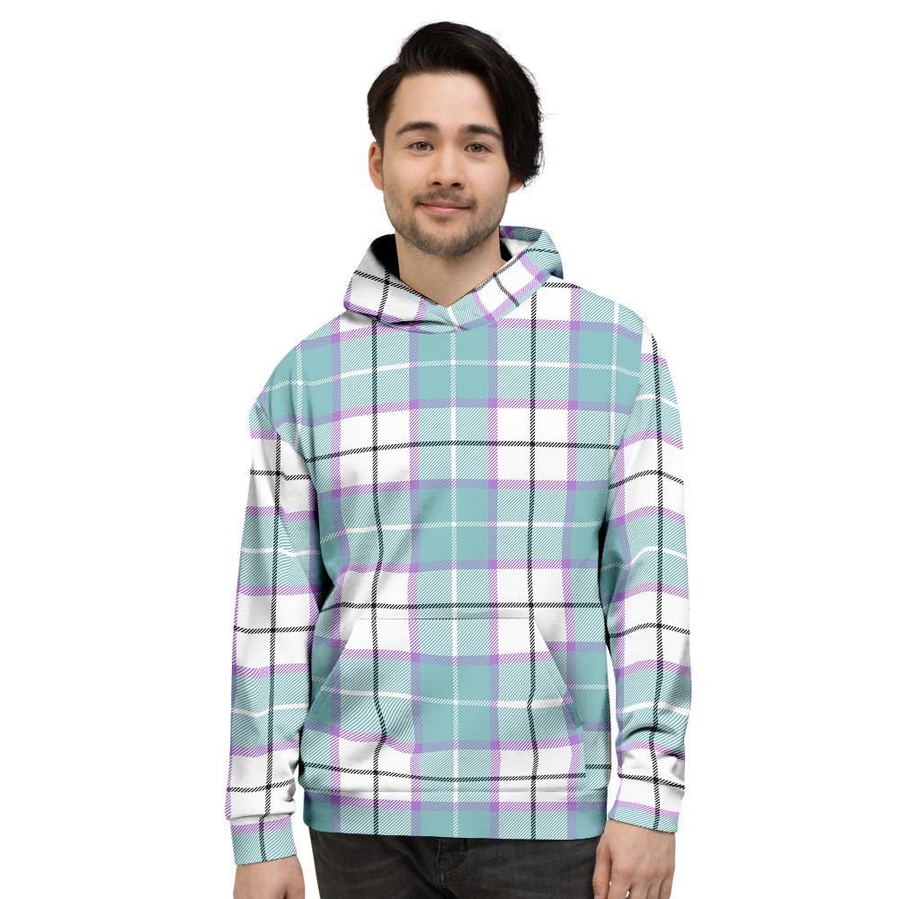 Blue Tartan Plaid Men's Hoodie-grizzshop