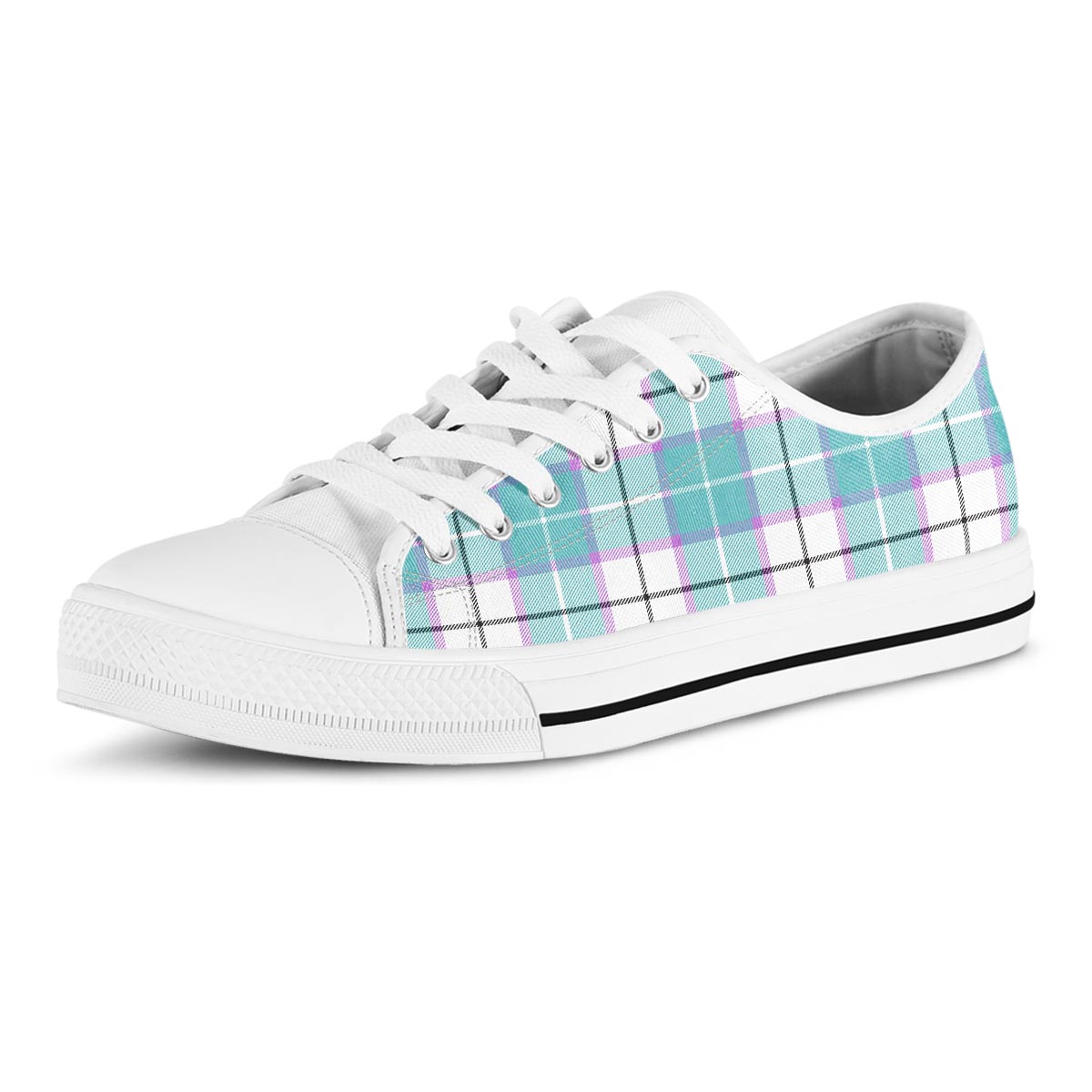 Blue Tartan Plaid Men's Low Top Shoes-grizzshop