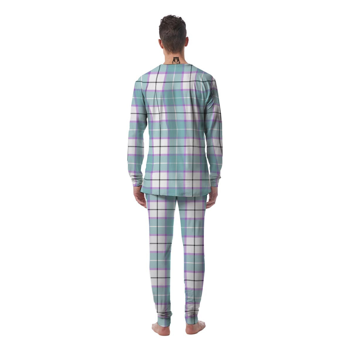 Blue Tartan Plaid Men's Pajamas-grizzshop