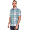 Blue Tartan Plaid Men's Short Sleeve Shirt-grizzshop