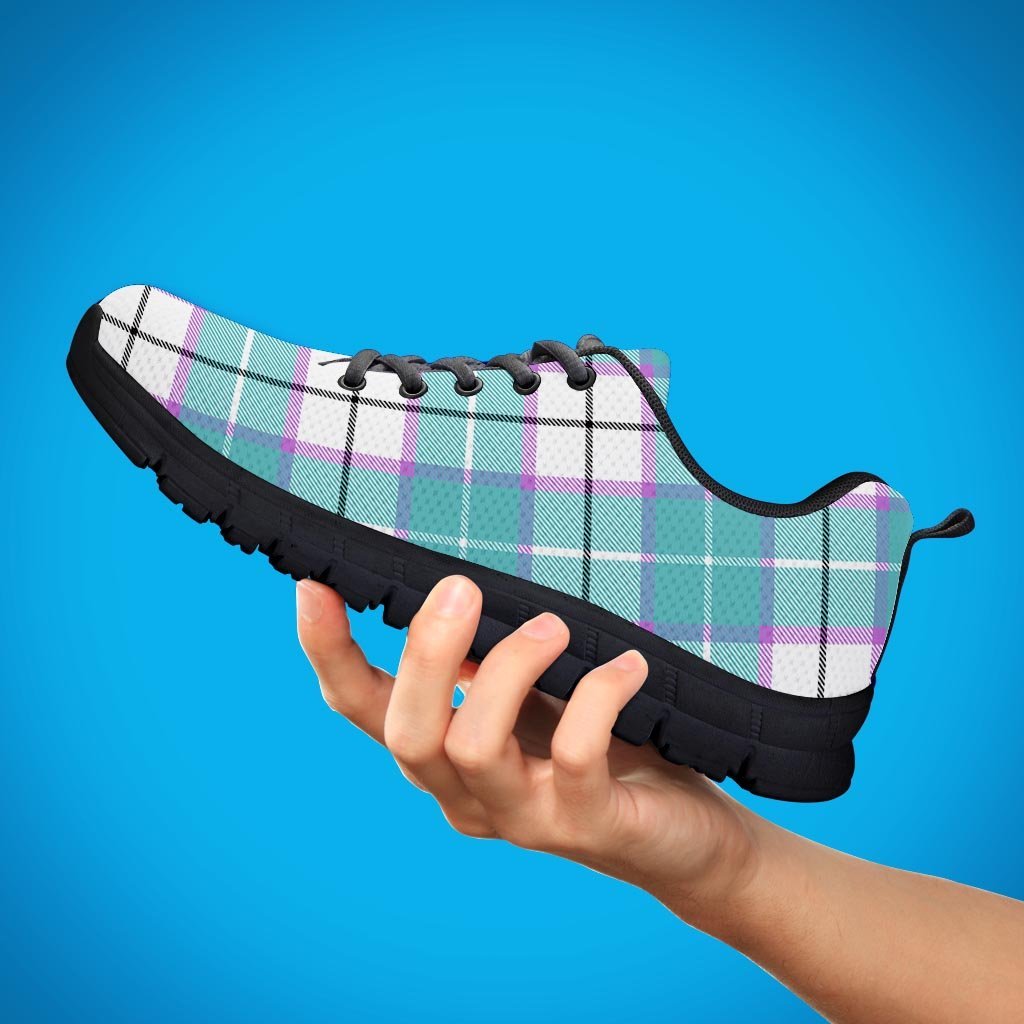 Blue Tartan Plaid Men's Sneakers-grizzshop