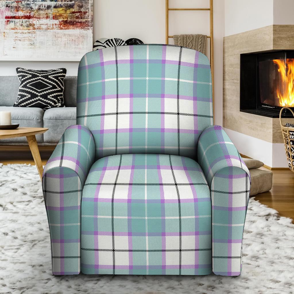 Blue Tartan Plaid Recliner Cover-grizzshop