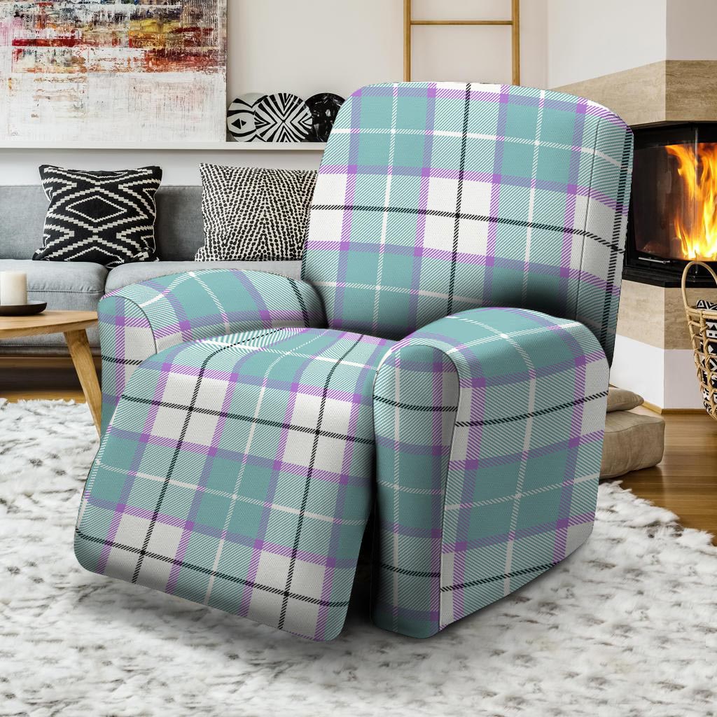 Blue Tartan Plaid Recliner Cover-grizzshop