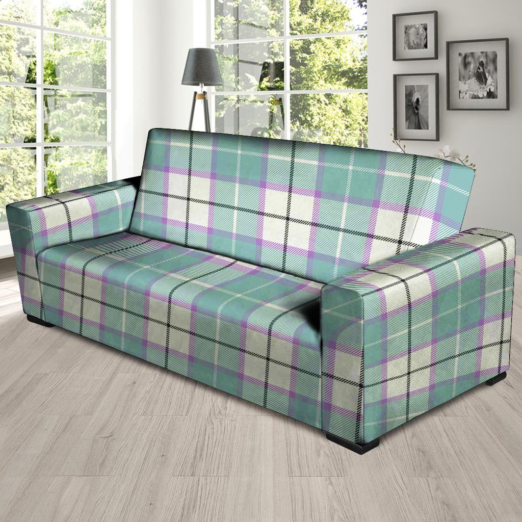 Blue Tartan Plaid Sofa Cover-grizzshop