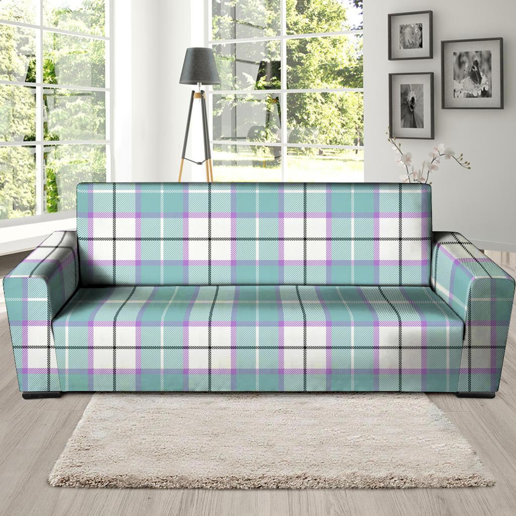 Blue Tartan Plaid Sofa Cover-grizzshop