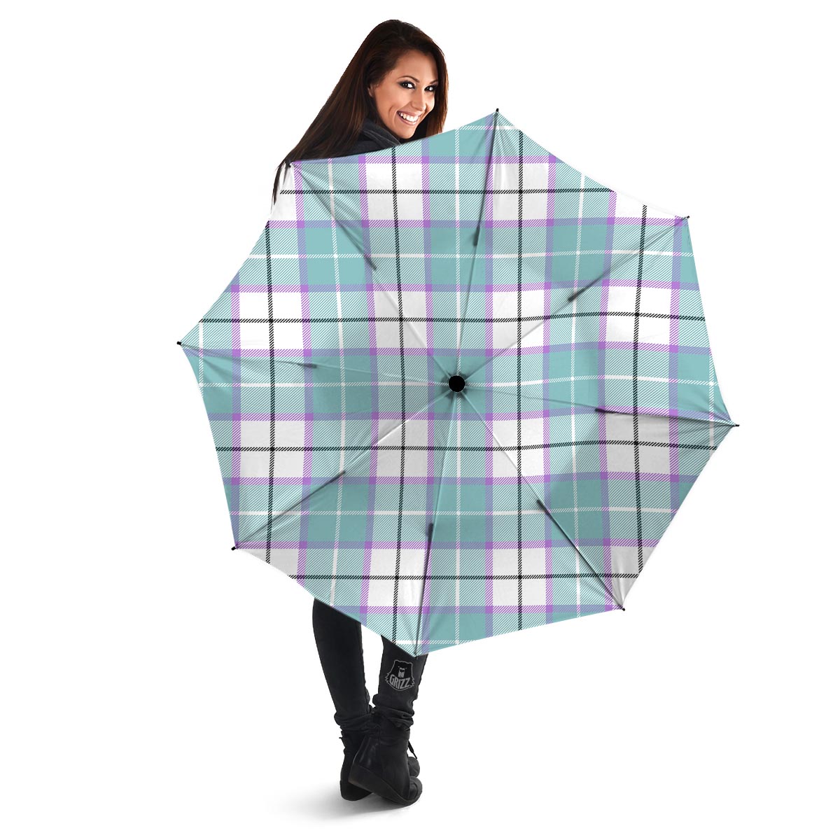 Blue Tartan Plaid Umbrella-grizzshop