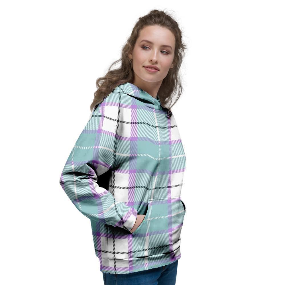 Blue Tartan Plaid Women's Hoodie-grizzshop