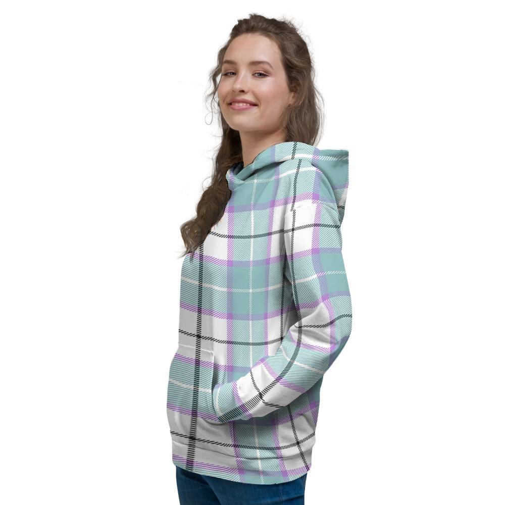 Blue Tartan Plaid Women's Hoodie-grizzshop