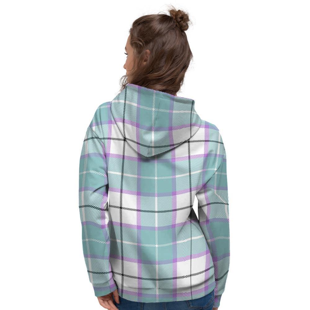 Blue Tartan Plaid Women's Hoodie-grizzshop