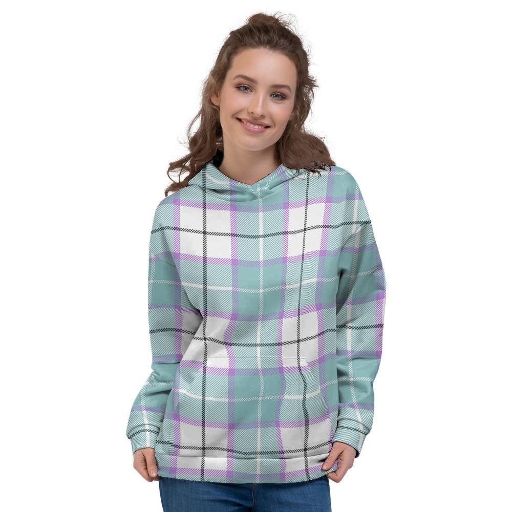 Blue Tartan Plaid Women's Hoodie-grizzshop