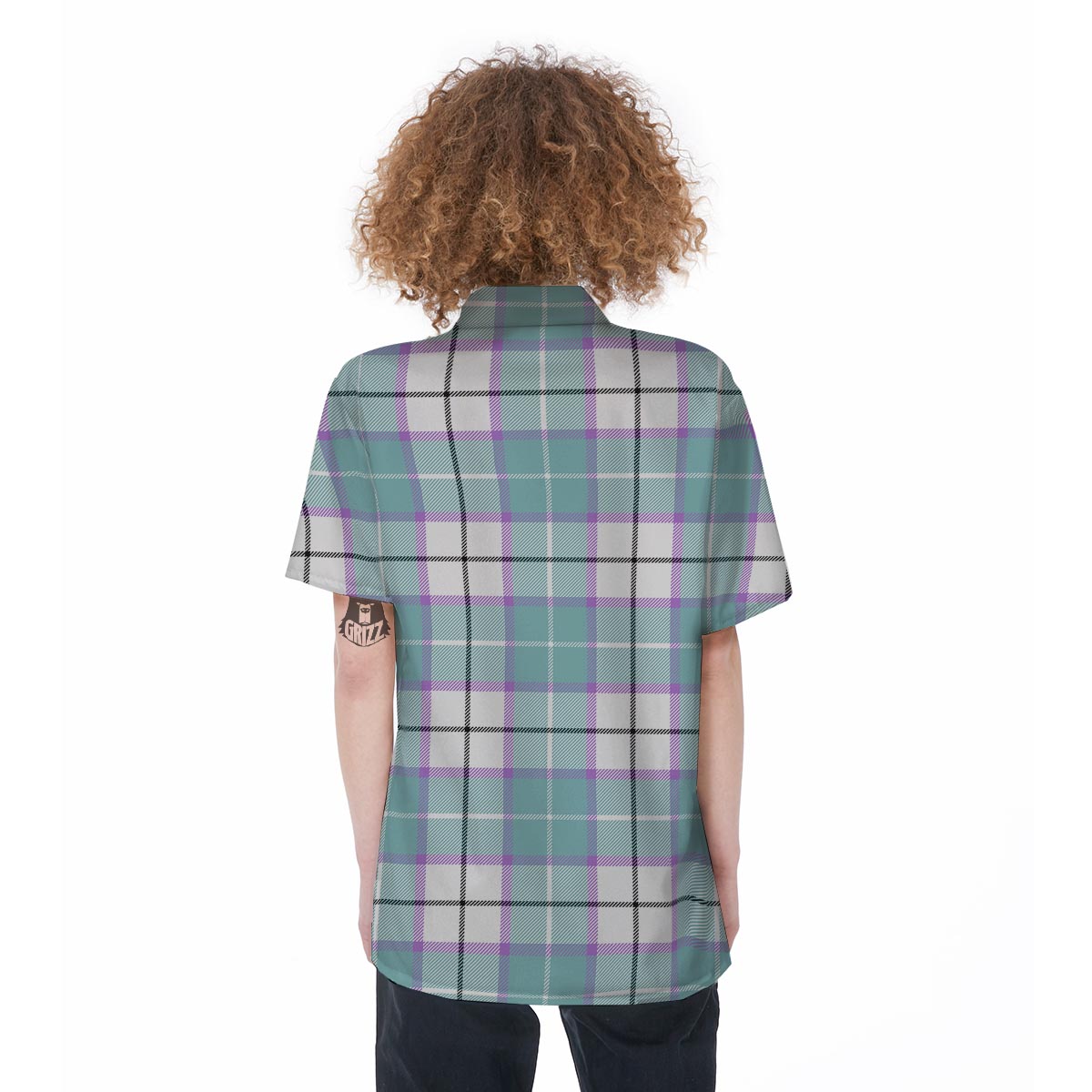 Blue Tartan Plaid Women's Short Sleeve Shirts-grizzshop