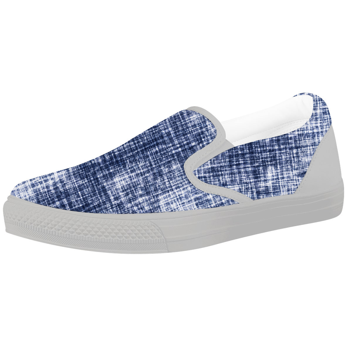 Blue Tie Dye Acid Wash Print White Slip On Shoes-grizzshop