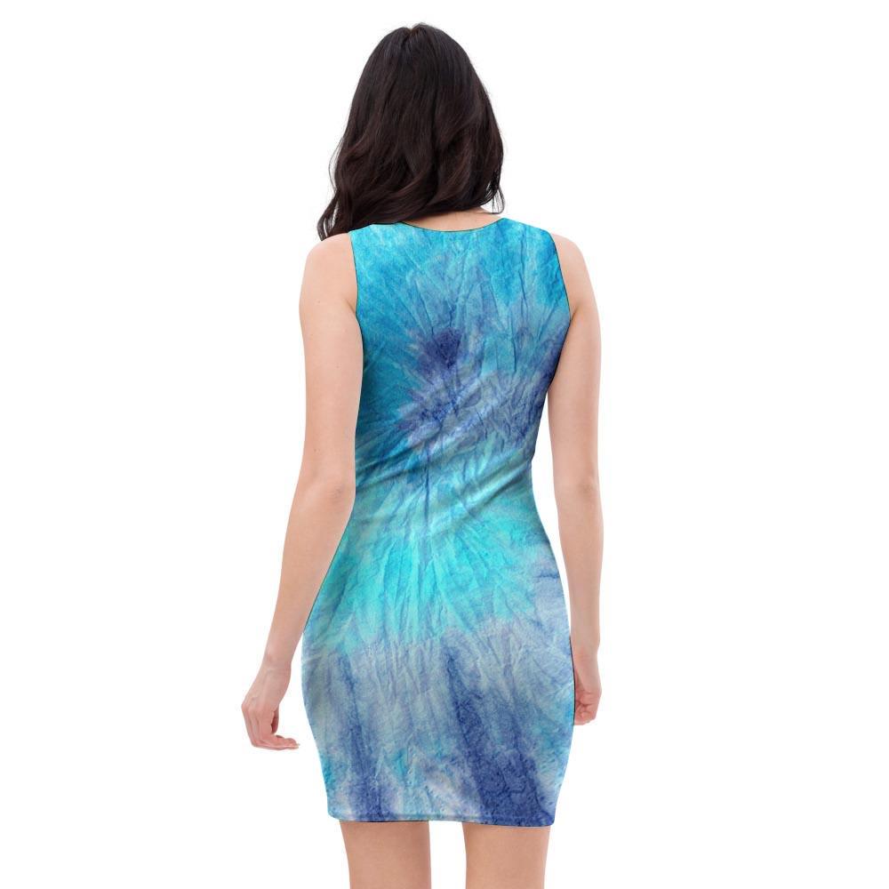 Blue Tie Dye Bodycon Dress-grizzshop