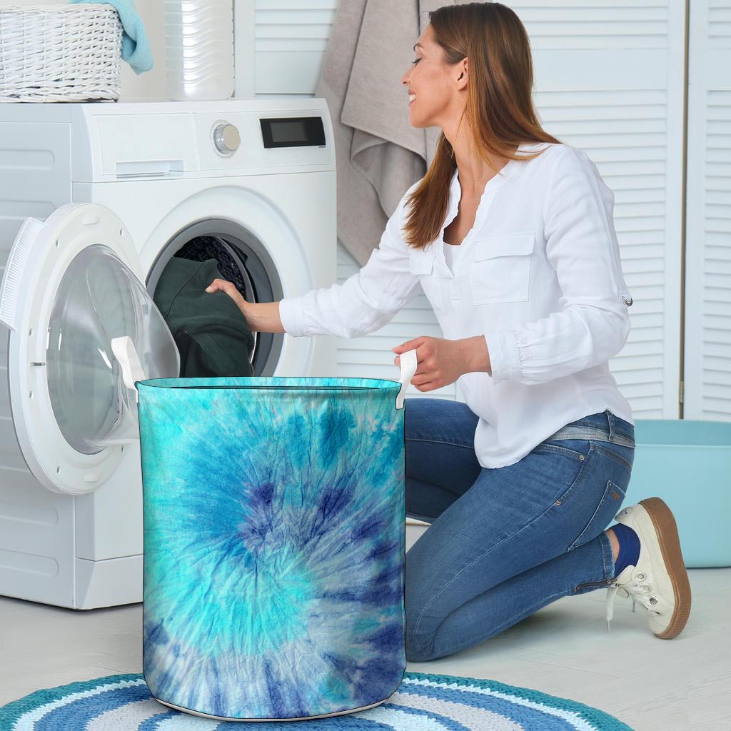 Blue Tie Dye Laundry Basket-grizzshop