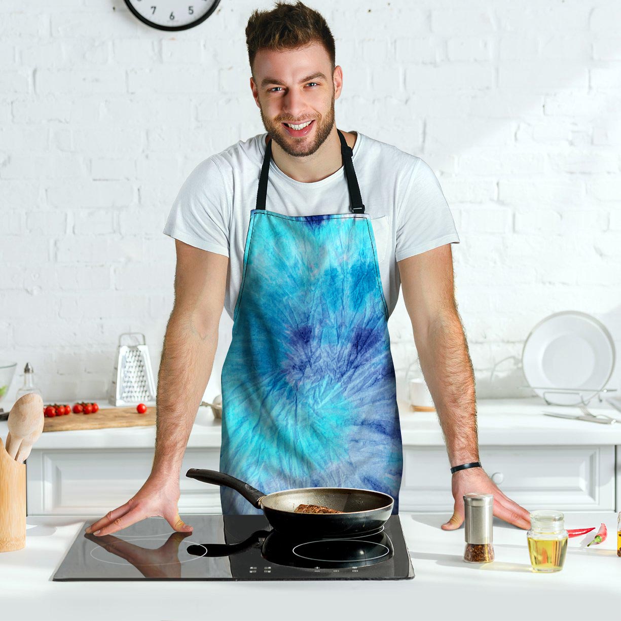 Blue Tie Dye Men's Apron-grizzshop