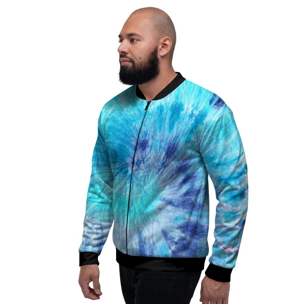 Blue Tie Dye Men's Bomber Jacket-grizzshop