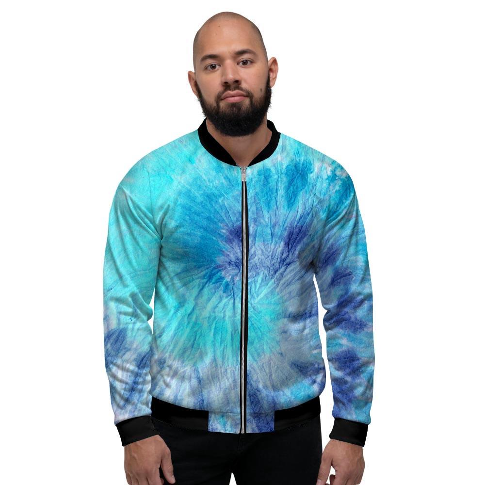 Blue Tie Dye Men's Bomber Jacket-grizzshop