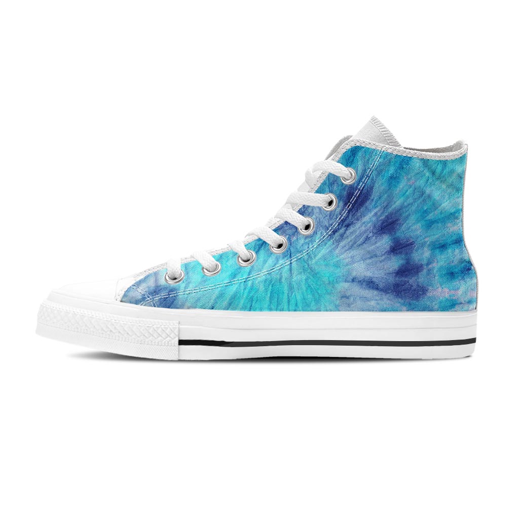 Blue Tie Dye Men's High Top Shoes-grizzshop