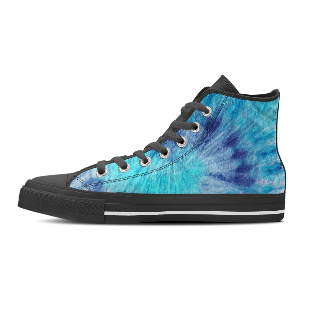 Blue Tie Dye Men's High Top Shoes-grizzshop