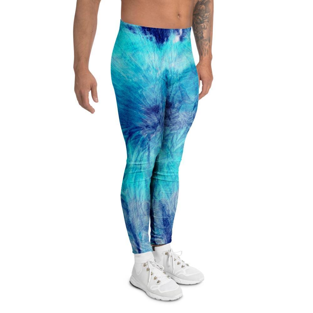 Blue Tie Dye Men's Leggings-grizzshop