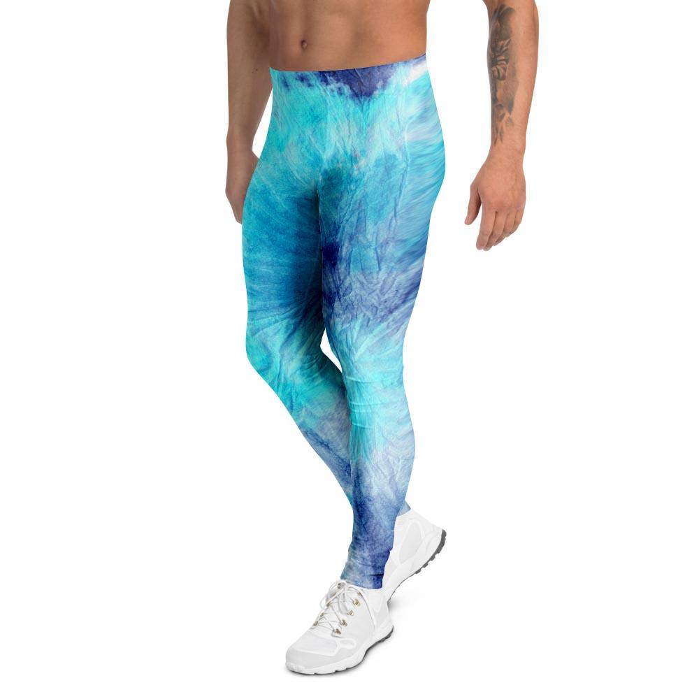 Blue Tie Dye Men's Leggings-grizzshop