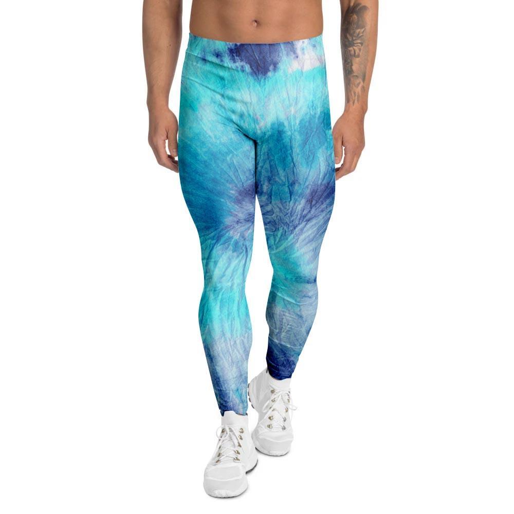 Blue Tie Dye Men's Leggings-grizzshop