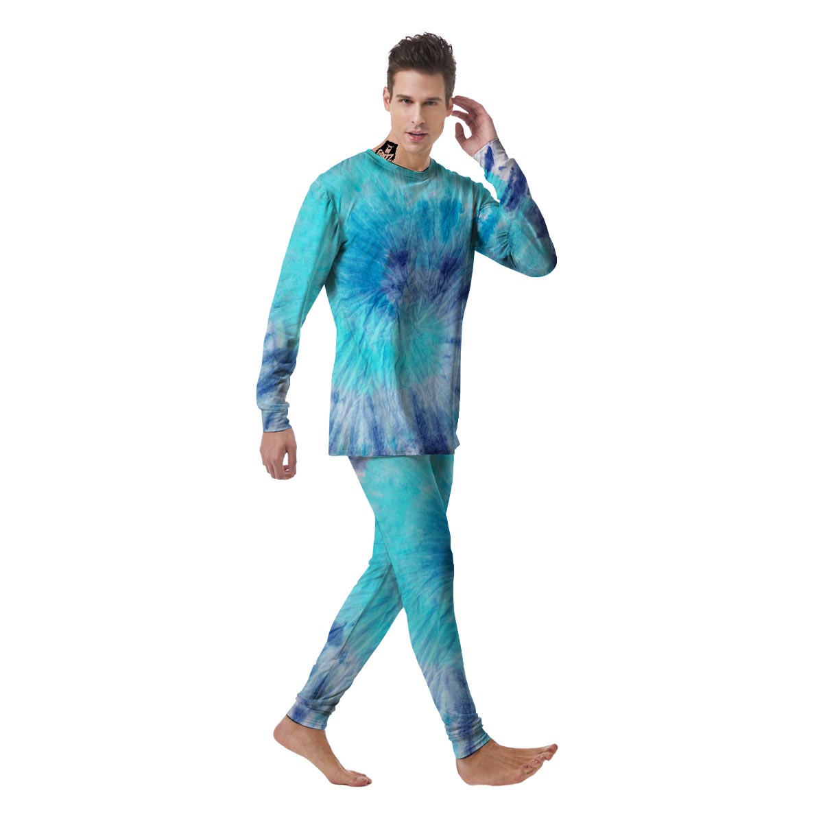 Blue Tie Dye Men's Pajamas-grizzshop