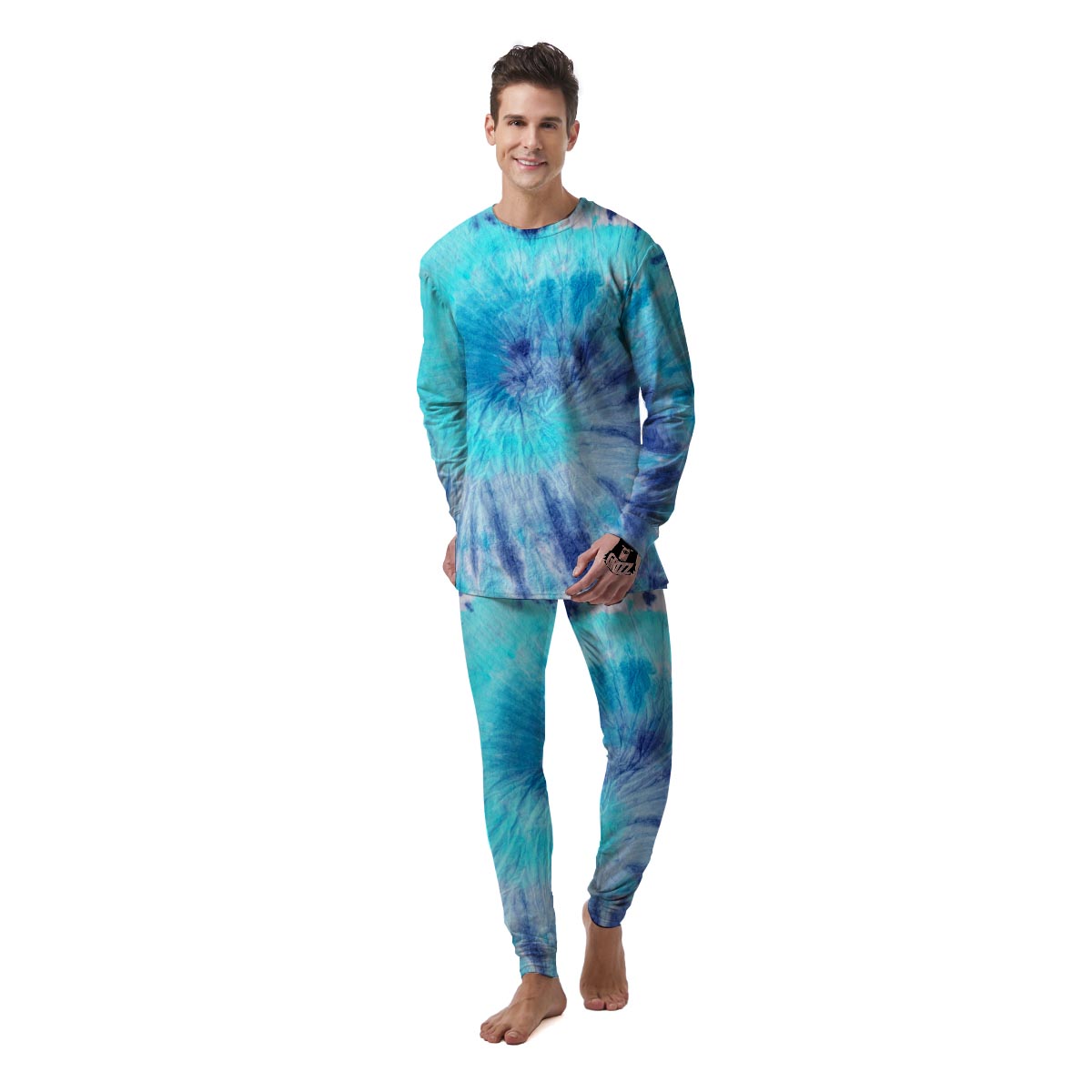 Blue Tie Dye Men's Pajamas-grizzshop