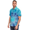 Blue Tie Dye Men's Short Sleeve Shirt-grizzshop