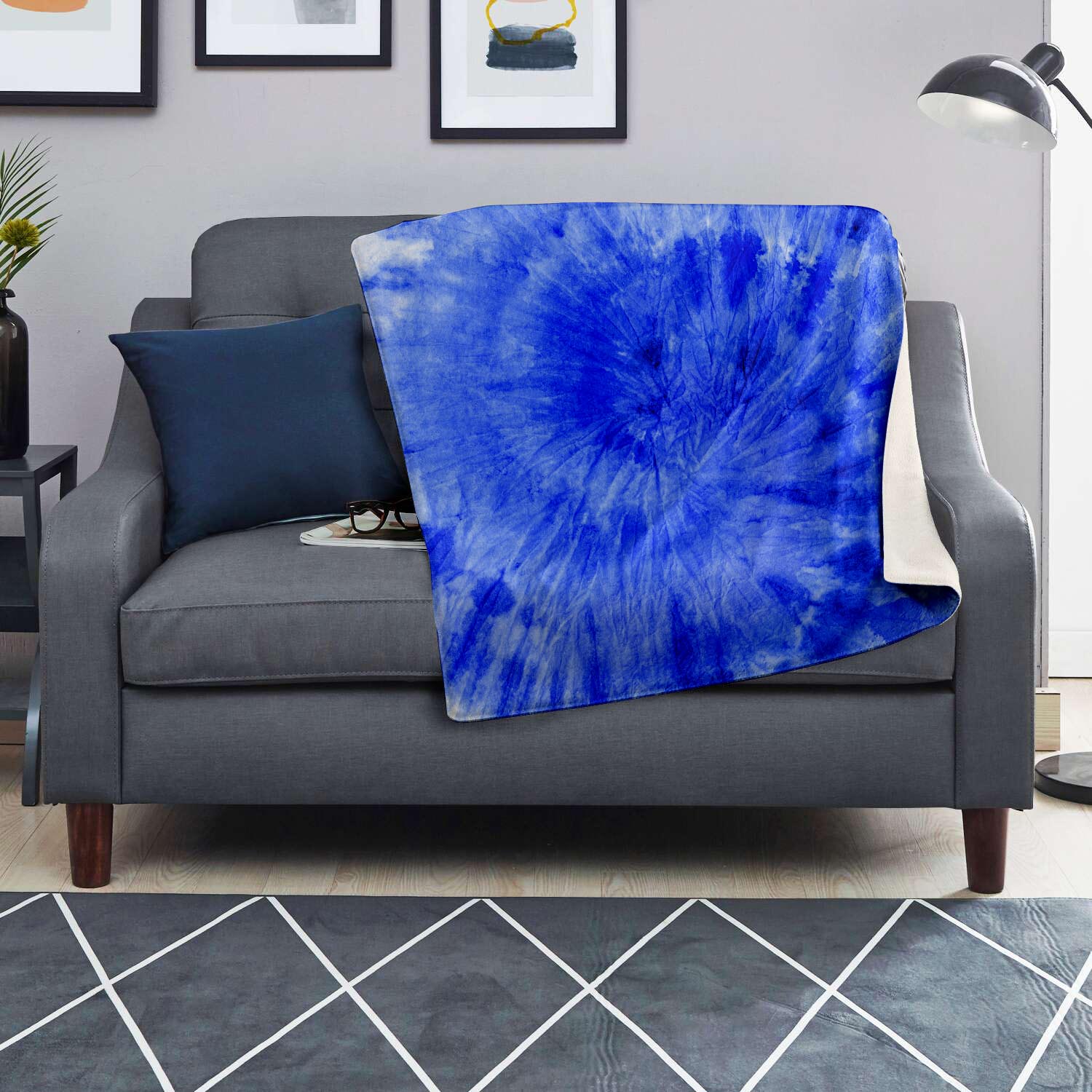 Blue Tie Dye Print Blanket-grizzshop